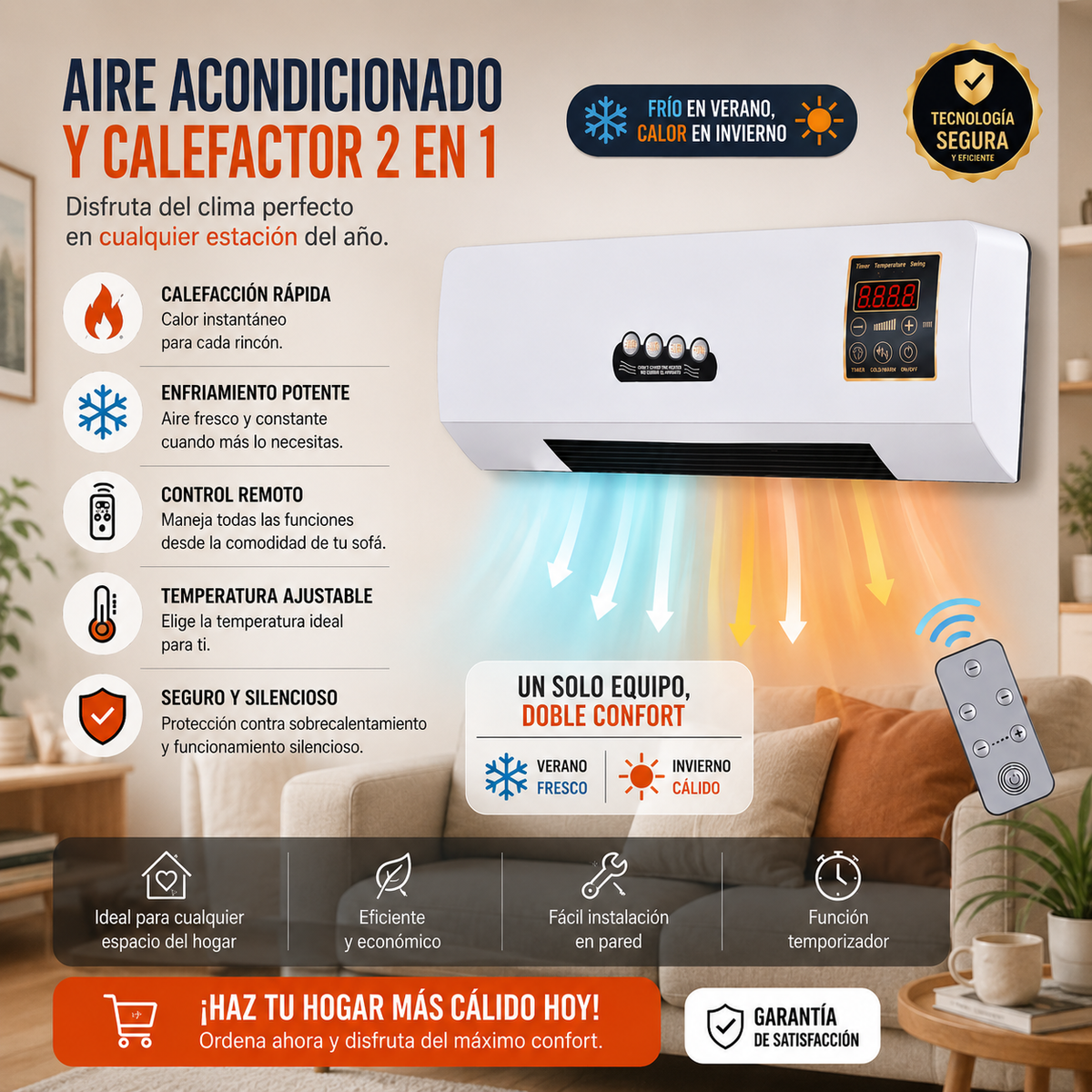 Aire Acondicionado 2 En 1 Frio Y Calor