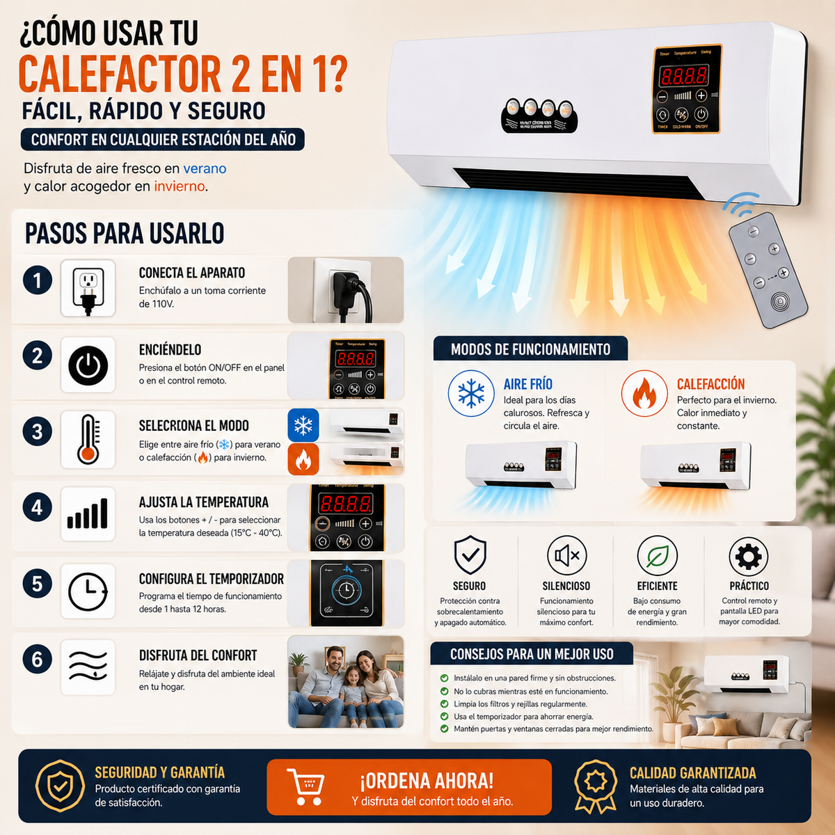 Aire Acondicionado 2 En 1 Frio Y Calor